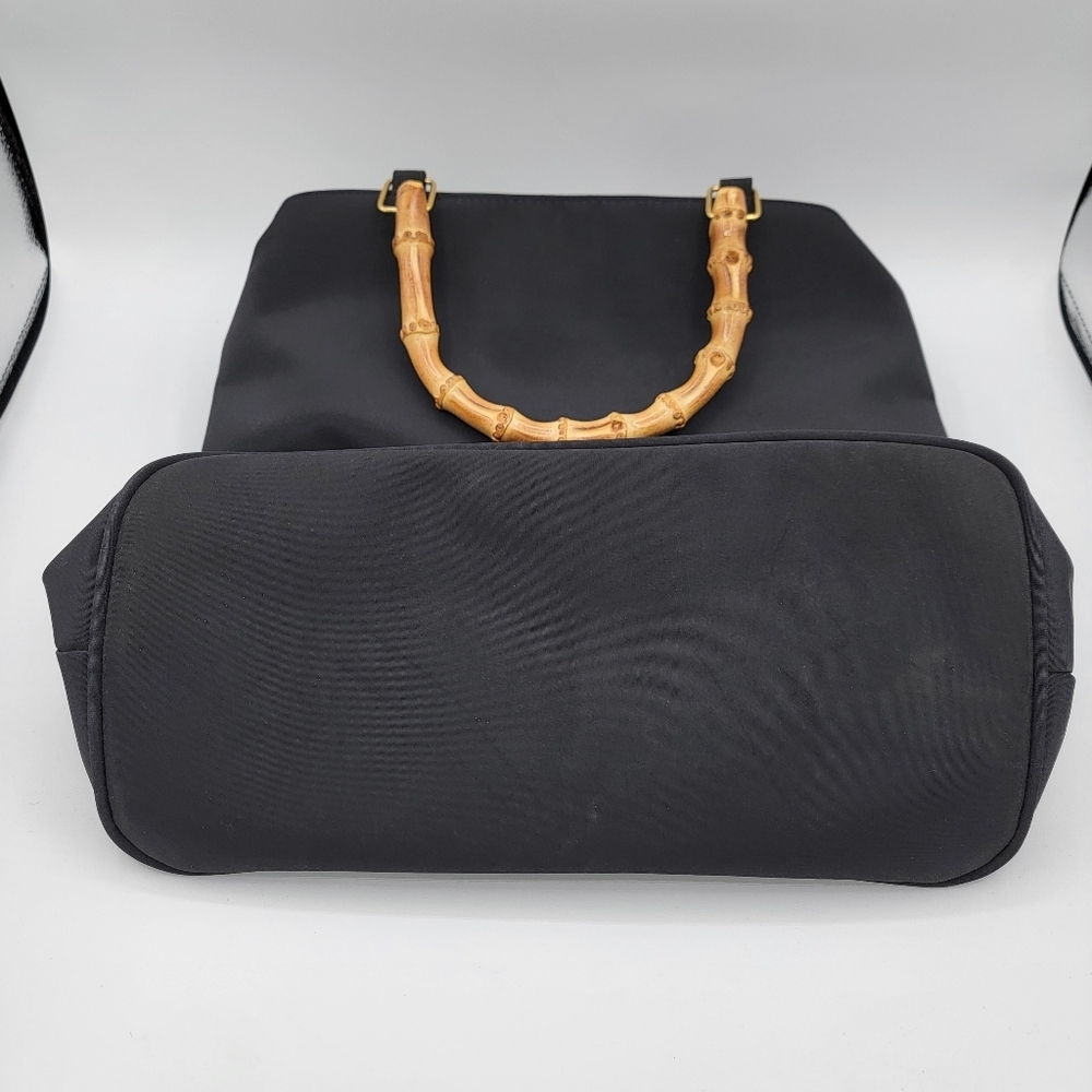 Black Tote Bag with Bamboo Handles #3064 - Picture 15 of 16